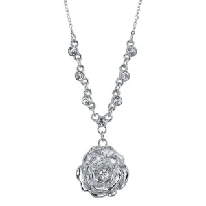 1928 Jewelry Bellesa Crystal Accent Flower Pendant Necklace 16"   3" Extender 1928 Jewelry