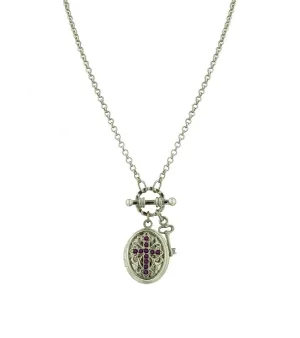 1928 Jewelry Birthstone Cross Locket Necklace 24" 1928 Jewelry