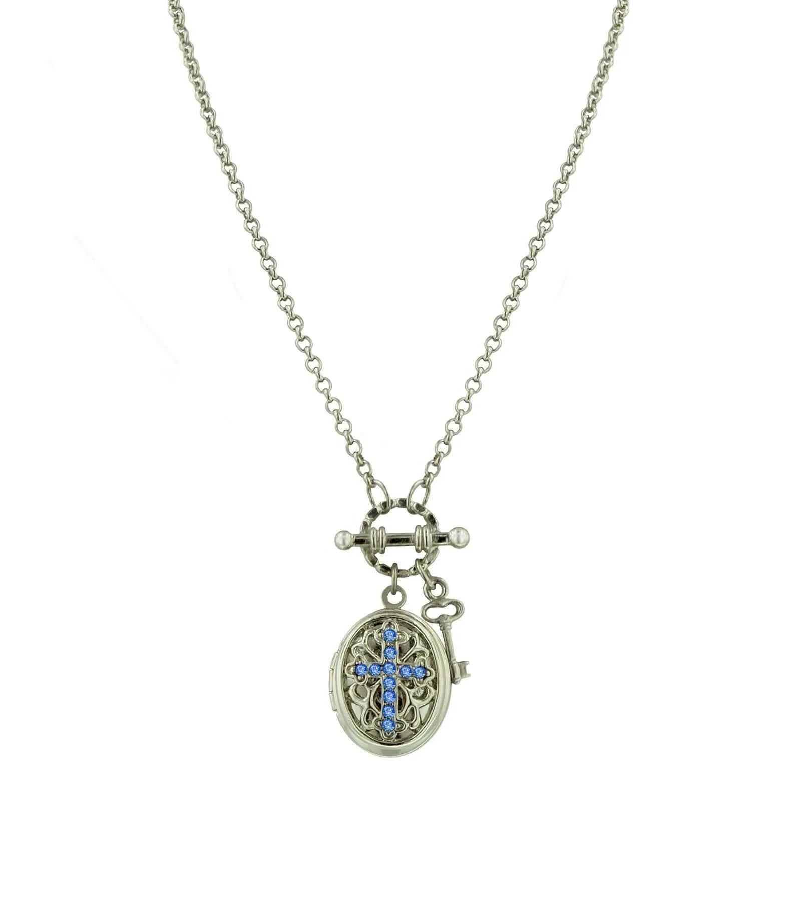 1928 Jewelry Birthstone Cross Locket Necklace 24" 1928 Jewelry