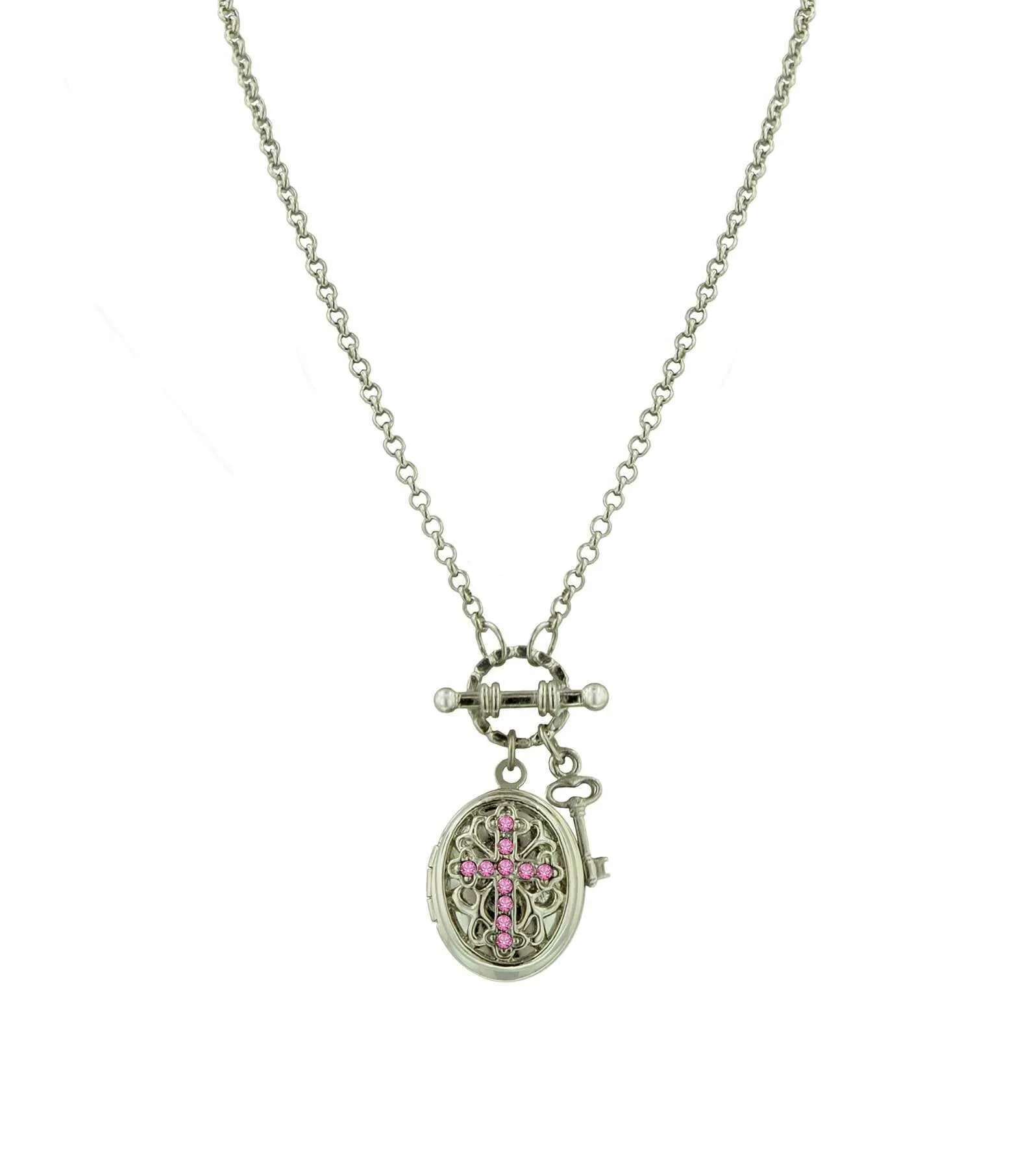 1928 Jewelry Birthstone Cross Locket Necklace 24" 1928 Jewelry