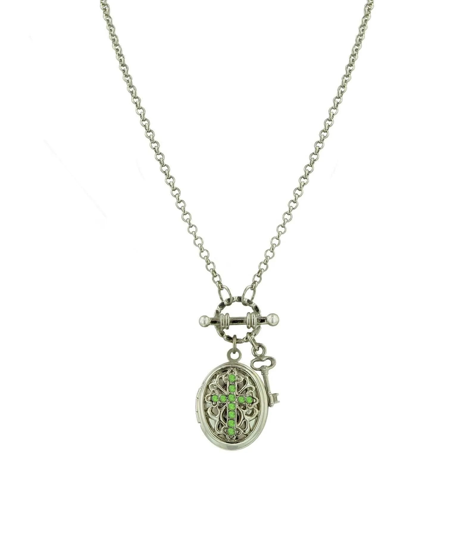1928 Jewelry Birthstone Cross Locket Necklace 24" 1928 Jewelry