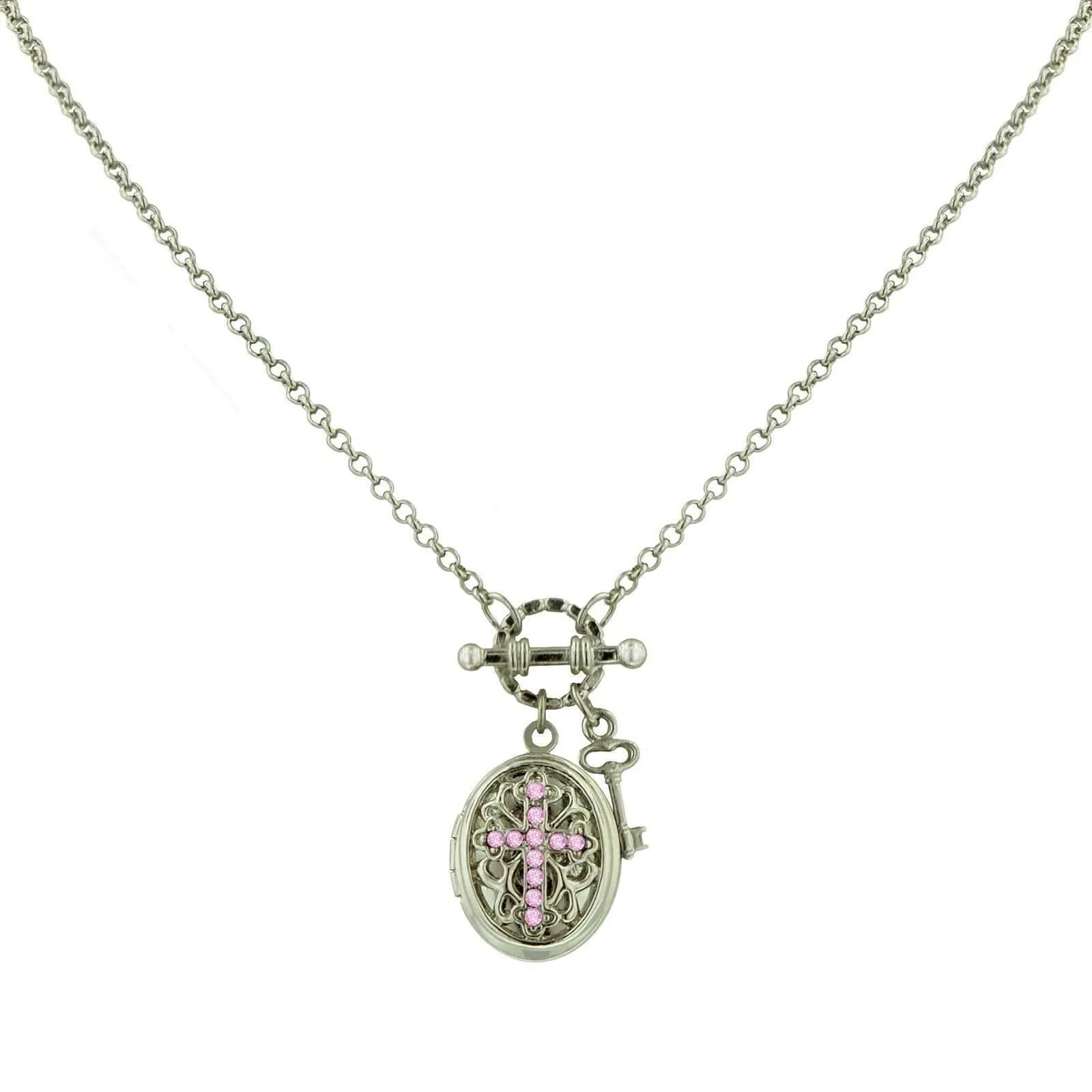 1928 Jewelry Birthstone Cross Locket Necklace 24" 1928 Jewelry