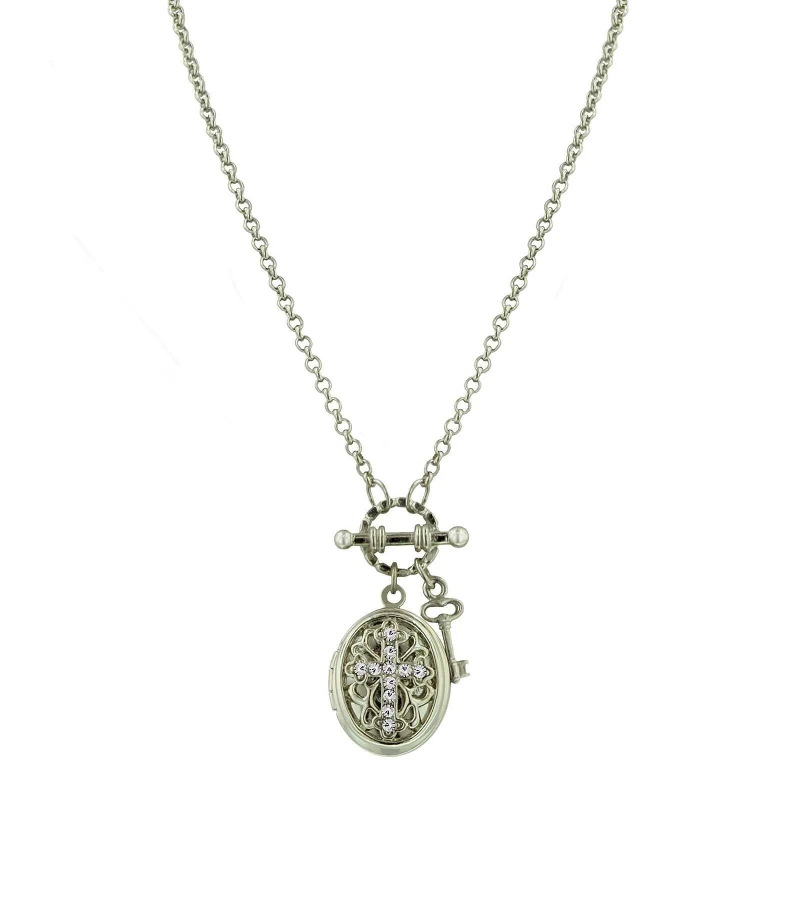 1928 Jewelry Birthstone Cross Locket Necklace 24" 1928 Jewelry