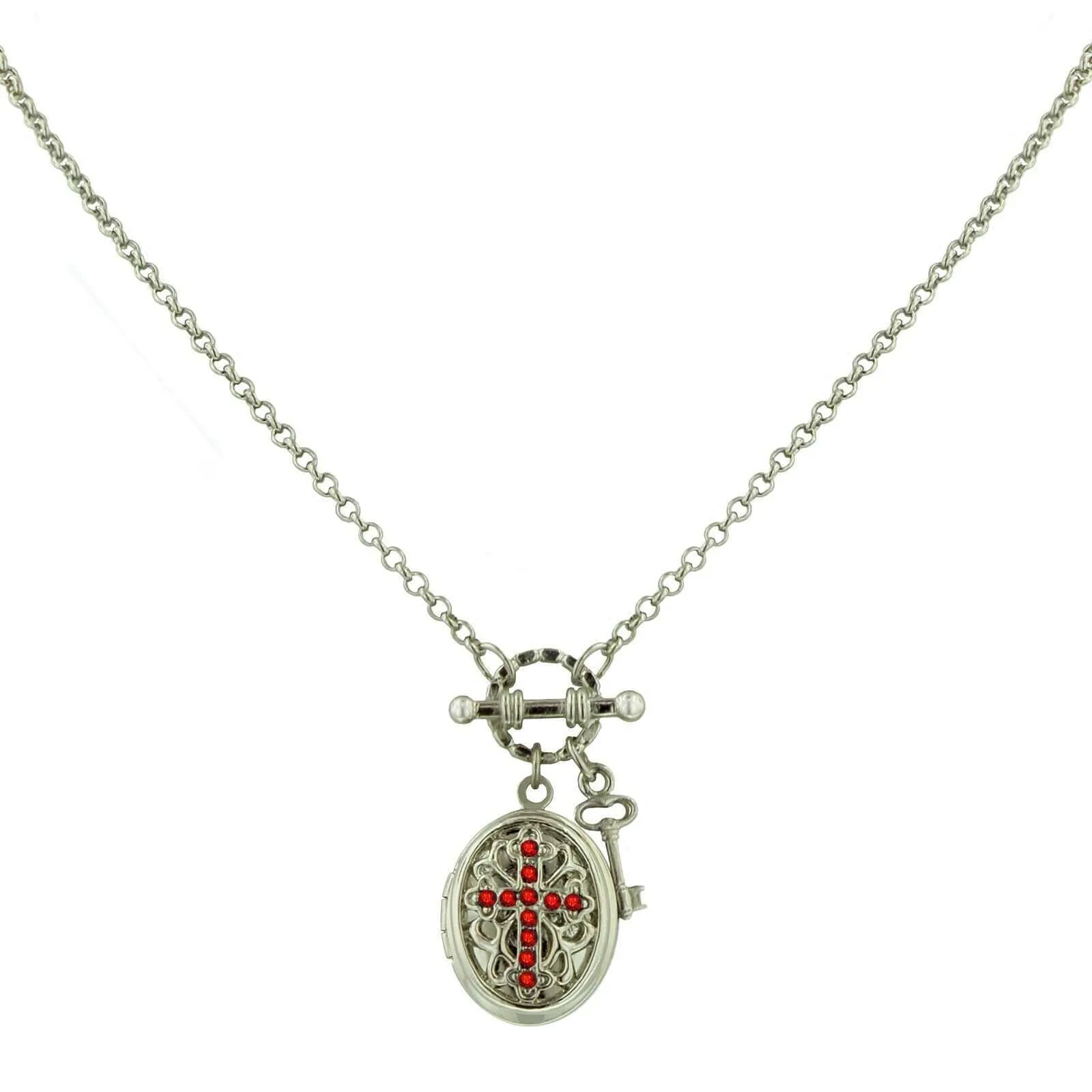1928 Jewelry Birthstone Cross Locket Necklace 24" 1928 Jewelry