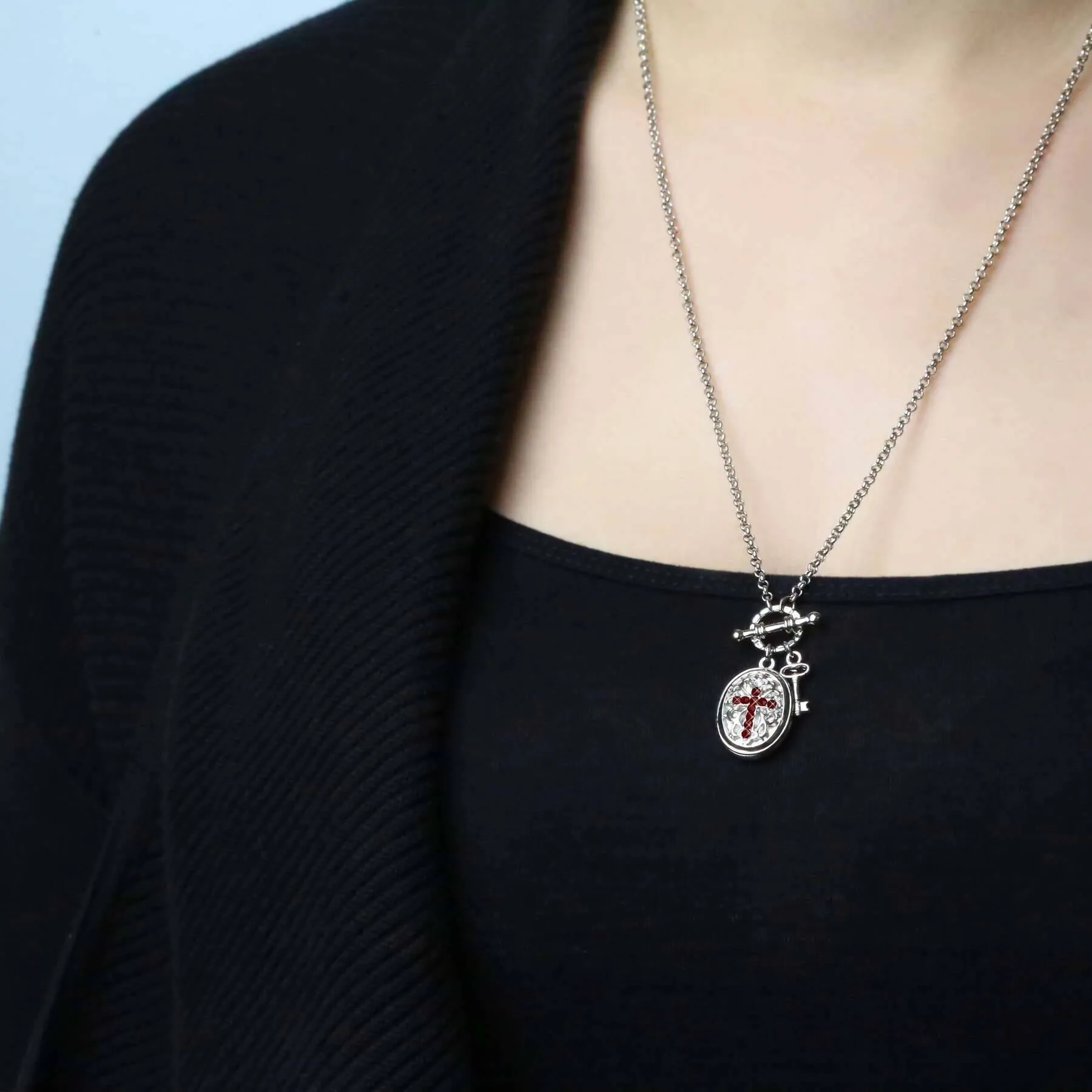 1928 Jewelry Birthstone Cross Locket Necklace 24" 1928 Jewelry