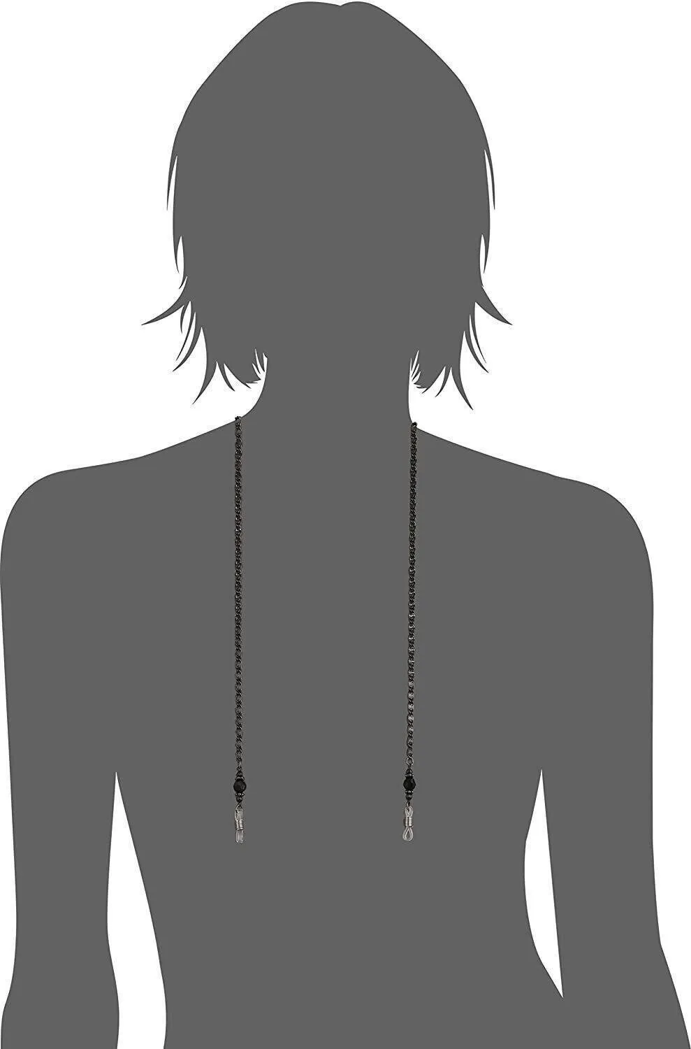 1928 Jewelry Black Chain And Black Eyeglass Holder Chain Necklace 30" 1928 Jewelry