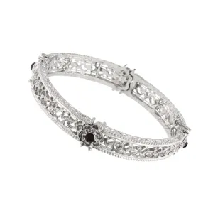 1928 Jewelry Black Crystal Flower Stretch Bracelet 1928 Jewelry