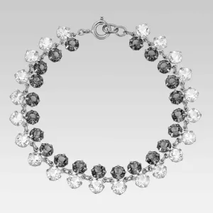 1928 Jewelry Black Diamond and Austrian Crystal Round Link Chain Bracelet 7 Inches 1928 Jewelry
