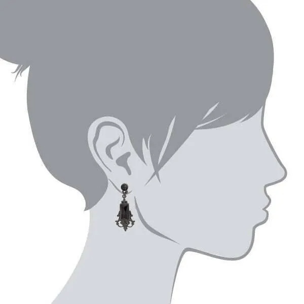 1928 Jewelry Black Rectangle Crystal Drop Earrings 1928 Jewelry