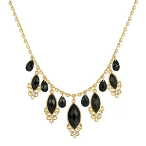 1928 Jewelry Black Teardrop Crystal Necklace 16"   3" Extender 1928 Jewelry