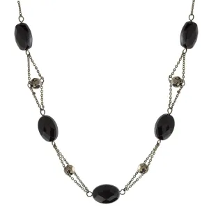 1928 Jewelry Black Trapeze Hematite Crystal Oval Beaded Necklace 1928 Jewelry