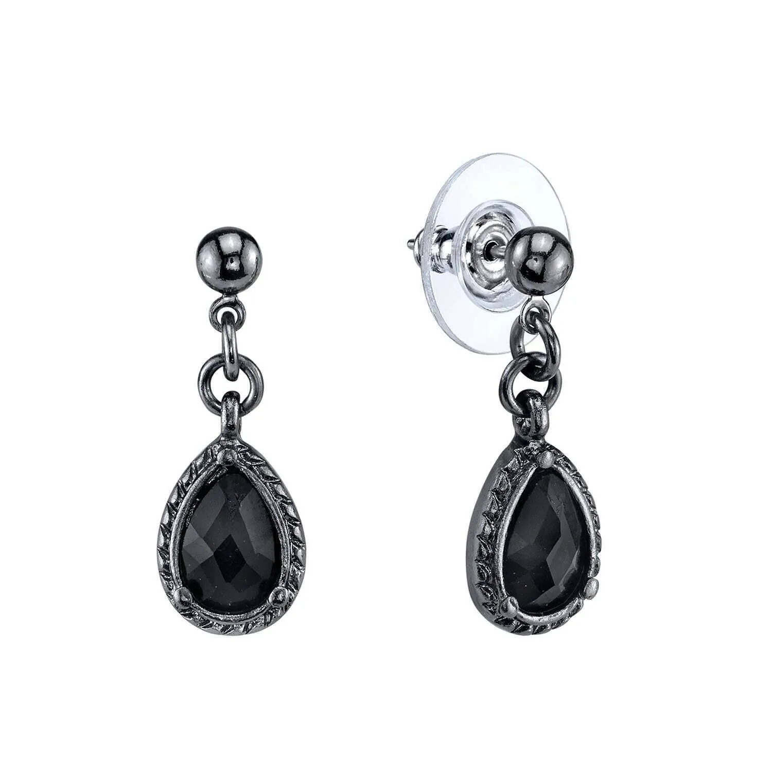 1928 Jewelry Black Victorian Inspired Petite Teardrop Earrings 1928 Jewelry
