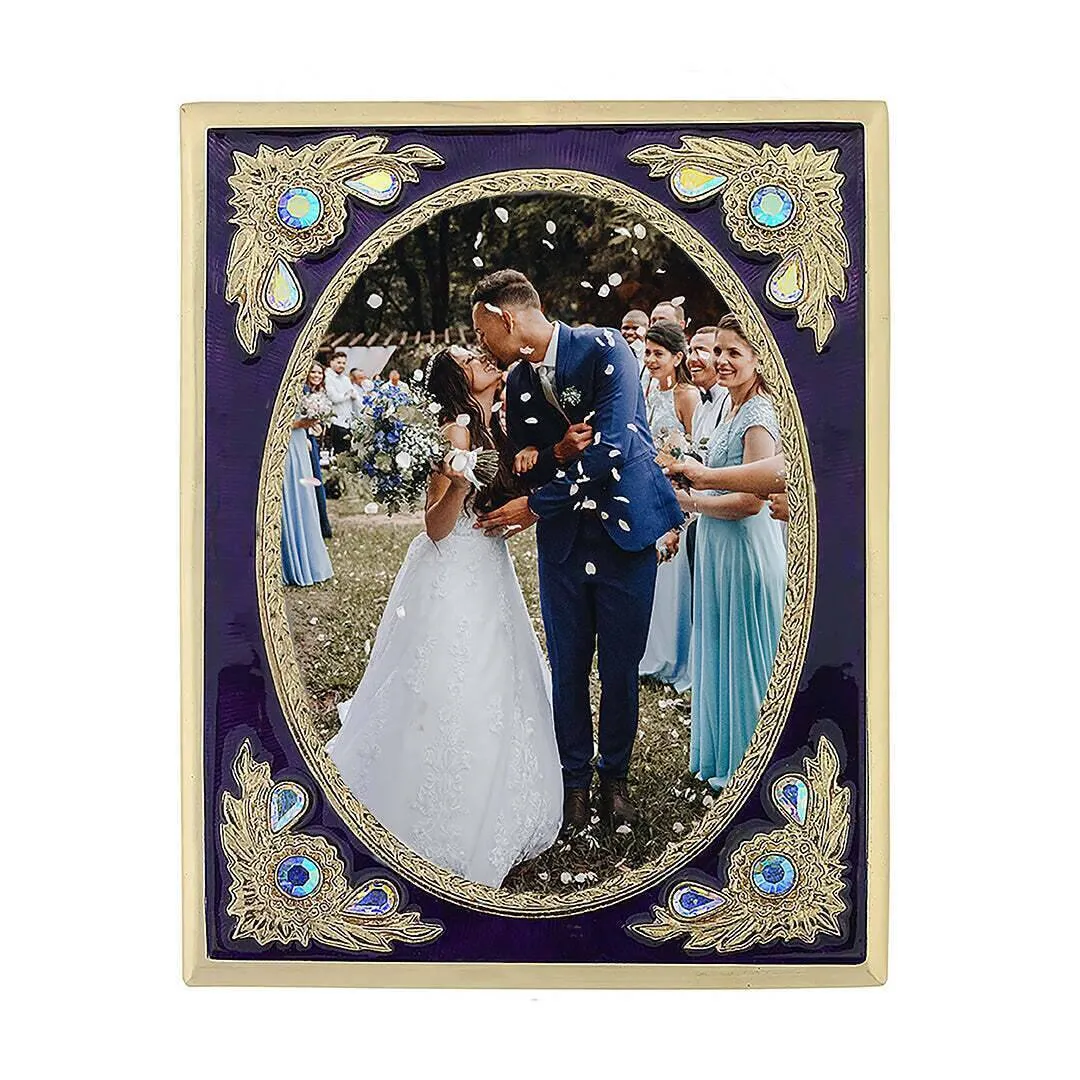1928 Jewelry Blossom Radiance Rectangle Enamel & Crystal Picture Frame 3.5" x 5" 1928 Jewelry