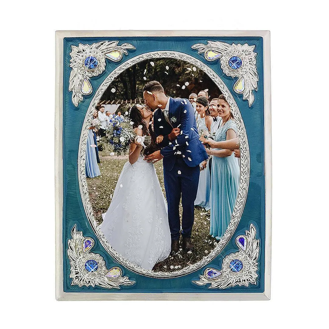 1928 Jewelry Blossom Radiance Rectangle Enamel & Crystal Picture Frame 3.5" x 5" 1928 Jewelry