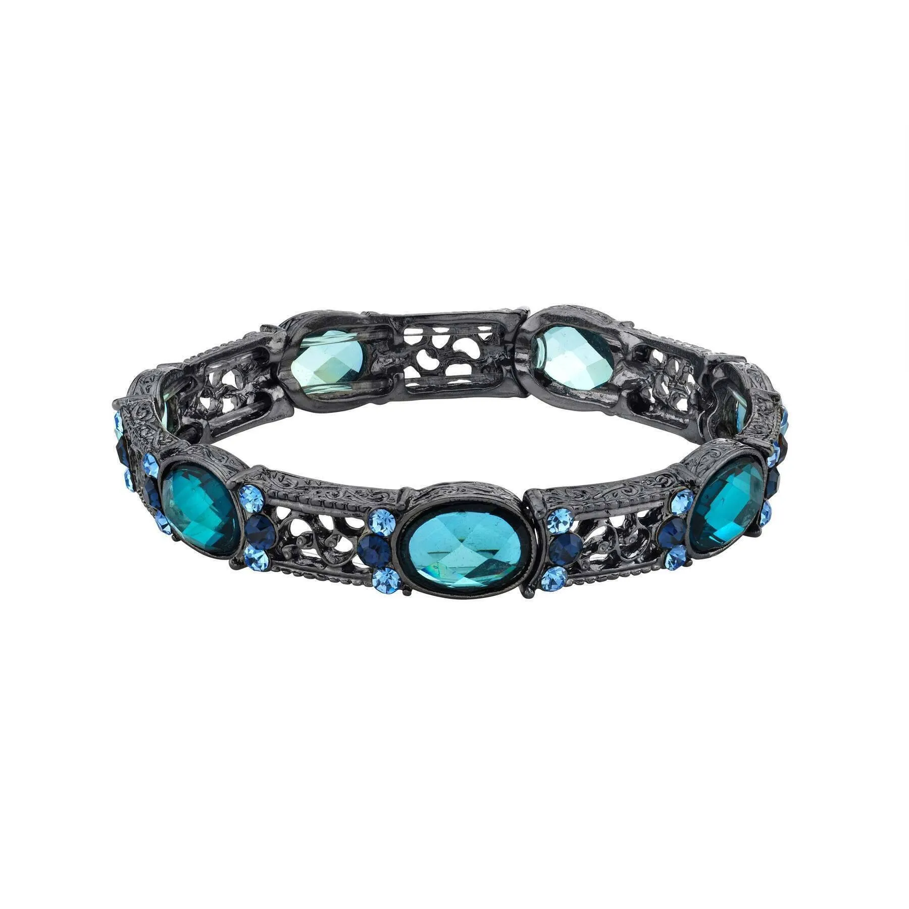 1928 Jewelry Blue And Light Sapphire Color Crystal Stretch Bracelet 1928 Jewelry