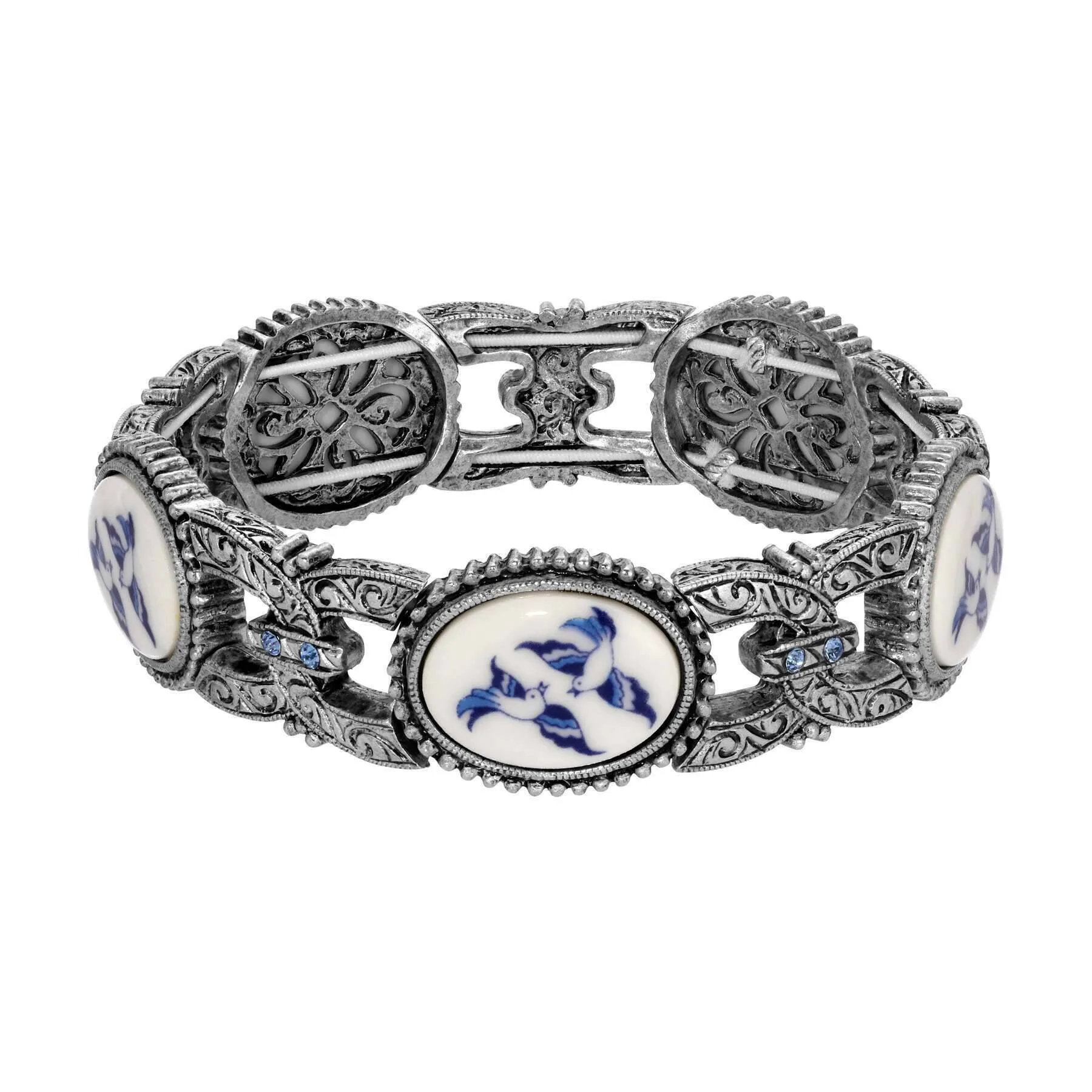 1928 Jewelry Blue Willow Light Sapphire Crystal Stretch Bracelet 1928 Jewelry