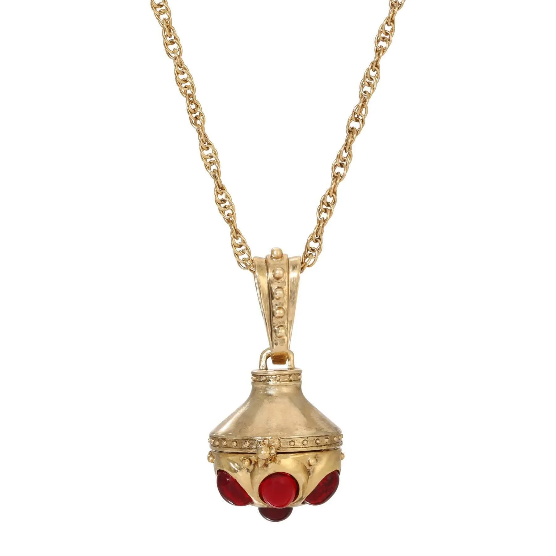 1928 Jewelry Borgia Garnet And Ruby Stone Locket Necklace 30" 1928 Jewelry