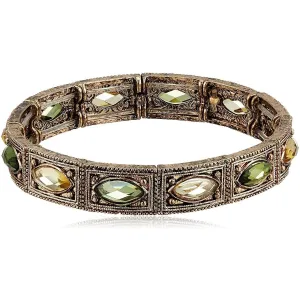 1928 Jewelry Brass Peridot Jonquil Stretch Bracelet 1928 Jewelry