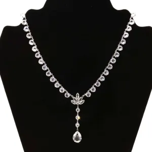 1928 Jewelry Brilliant Austrian Crystal Teardrop Necklace 15" 1928 Jewelry