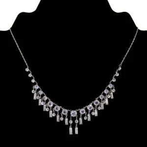 1928 Jewelry Brilliant Round & Baguette Austrian Crystal Drop Necklace 15" 1928 Jewelry