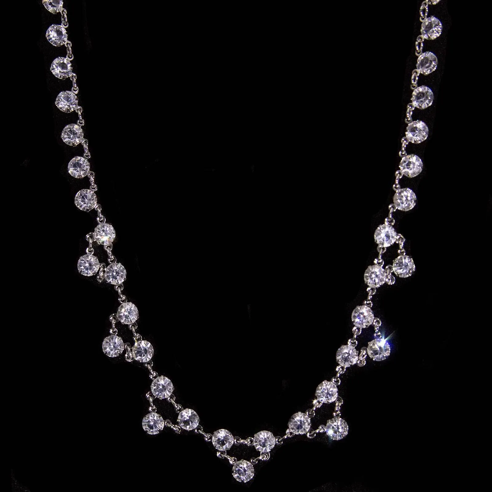 1928 Jewelry Brilliant Vintage Austrian Crystal Collar Necklace 15" 1928 Jewelry