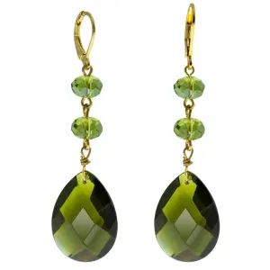 1928 Jewelry Briolette Faceted Teardrop Crystal And Bead Drop Earrings 1928 Jewelry