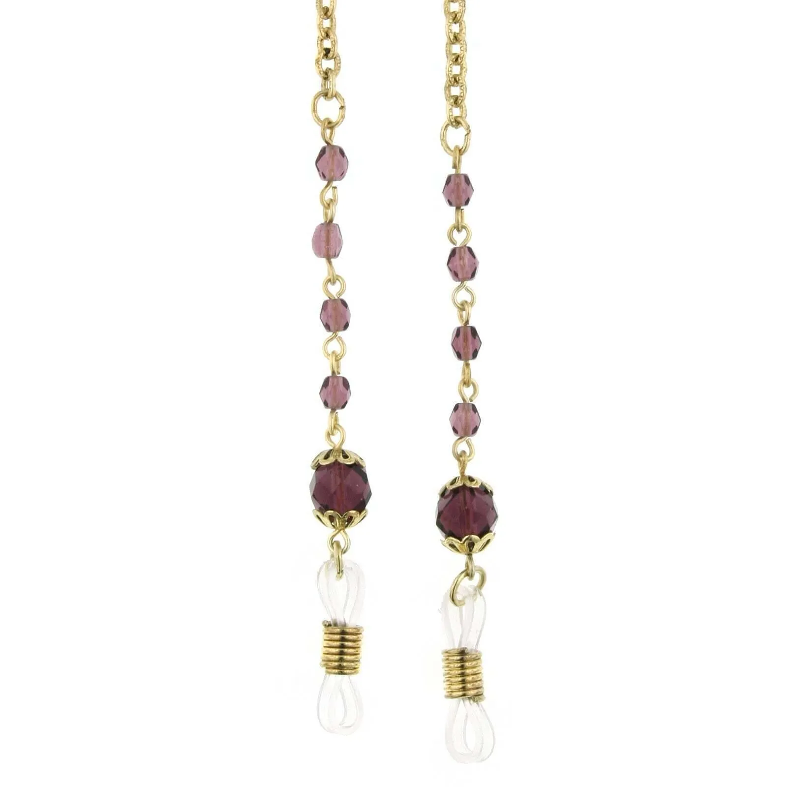 1928 Jewelry Chain Purple Bead Eyeglass Holder Chain Necklace 30" 1928 Jewelry