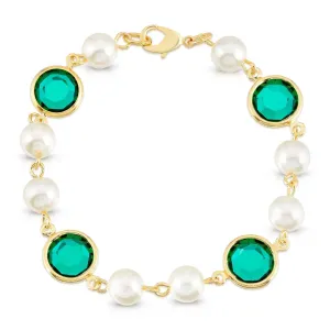1928 Jewelry Channel Austrian Crystal & Faux Pearl Link Bracelet 1928 Jewelry