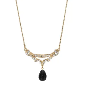 1928 Jewelry Cheshire Crystal Teardrop Collar Pendant Necklace 16"   3" Extender 1928 Jewelry