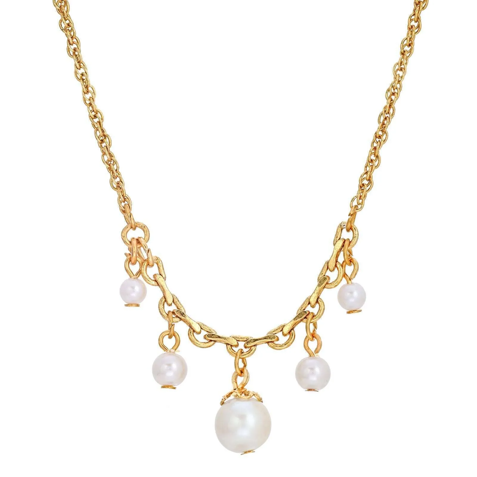 1928 Jewelry Cinque White Faux Pearl Drop Necklace 16" 1928 Jewelry