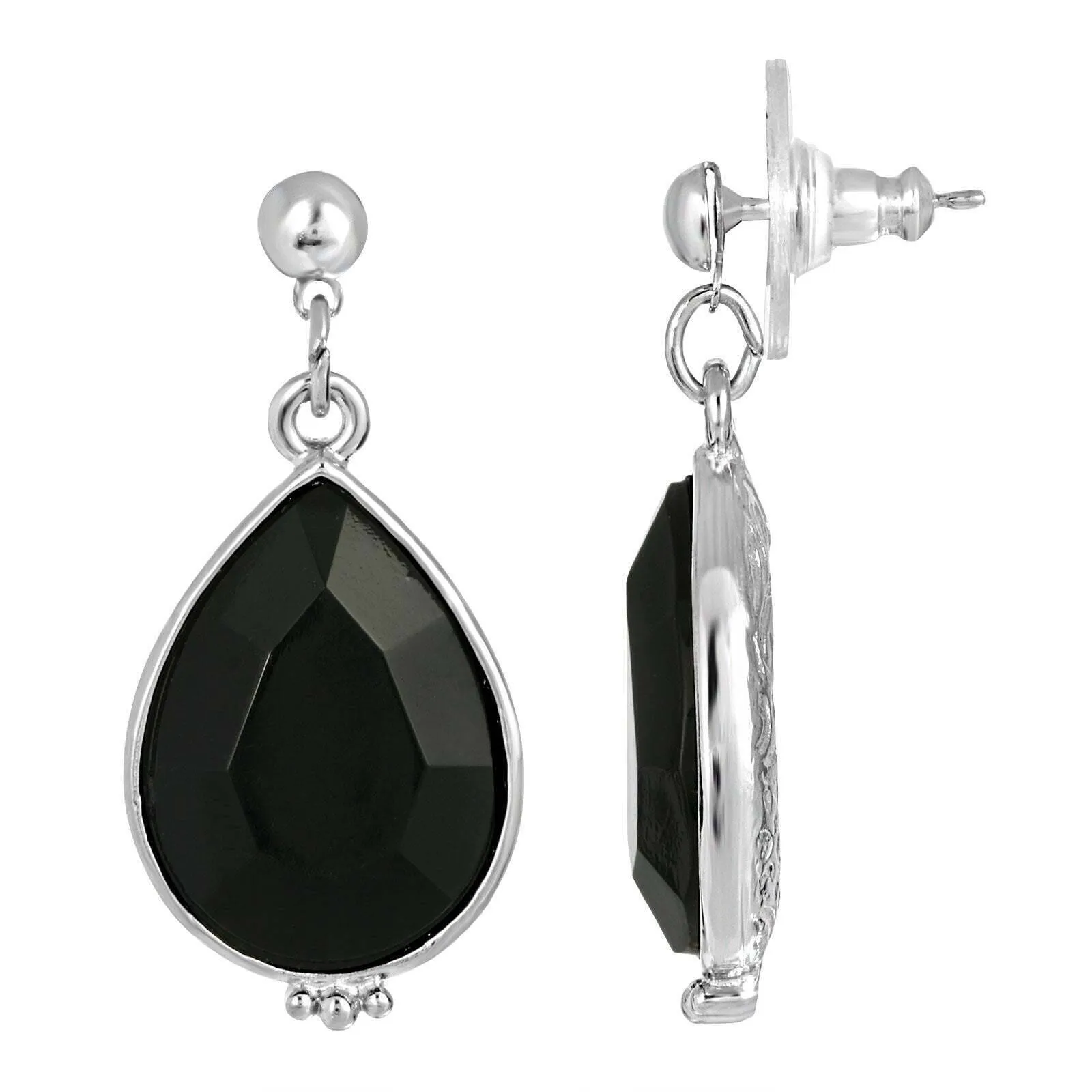 1928 Jewelry Classic Faceted Teardrop Stone Post Drop Earrings 1928 Jewelry