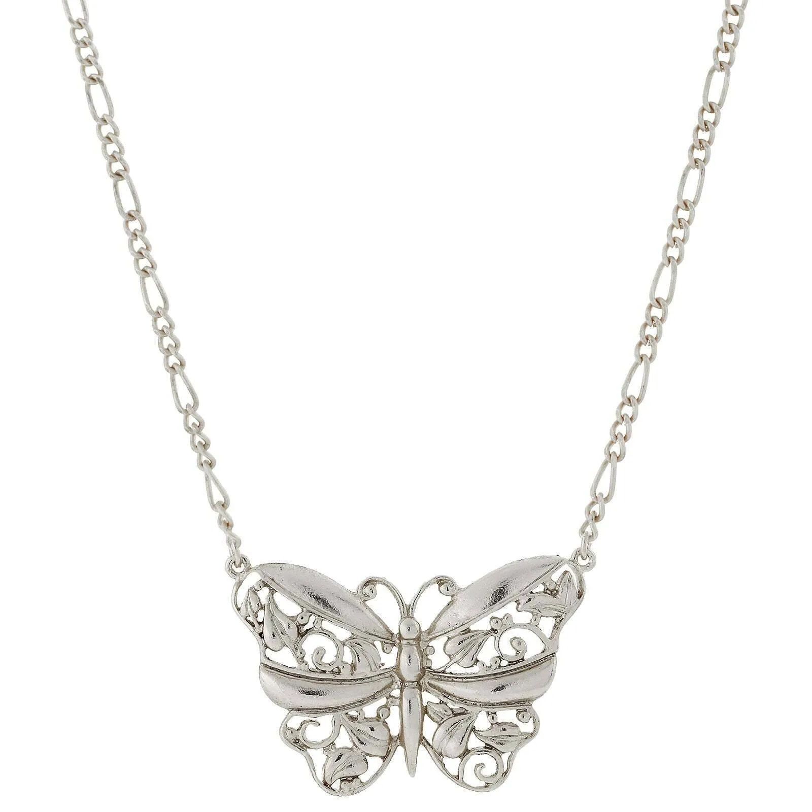 1928 Jewelry Classic Filigree Butterfly Pendant Necklace 16"   3" Extender 1928 Jewelry