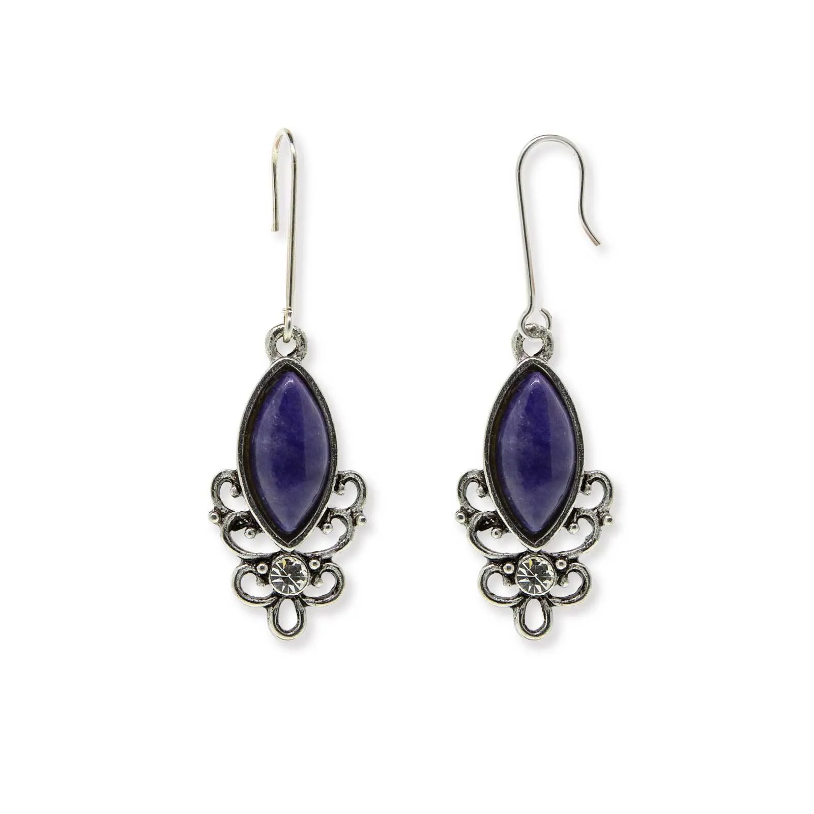 1928 Jewelry Classic Filigree Navette Gemstone Earrings 1928 Jewelry