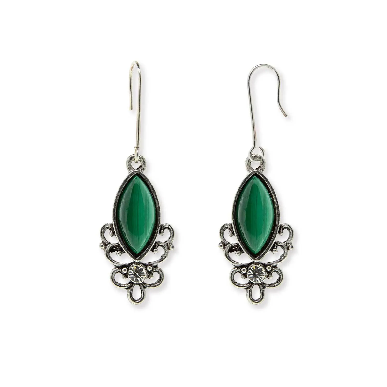 1928 Jewelry Classic Filigree Navette Gemstone Earrings 1928 Jewelry