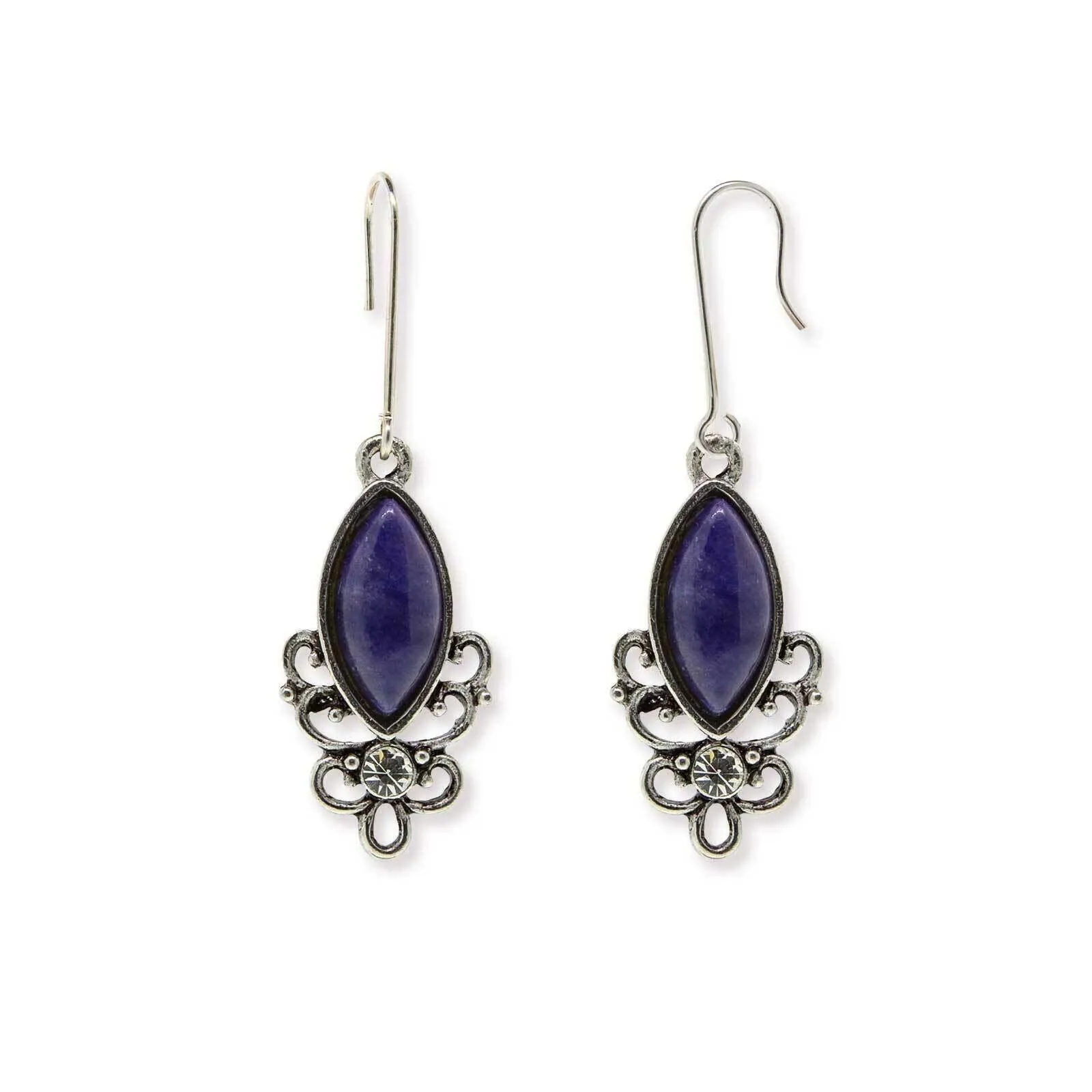 1928 Jewelry Classic Filigree Navette Gemstone Earrings 1928 Jewelry