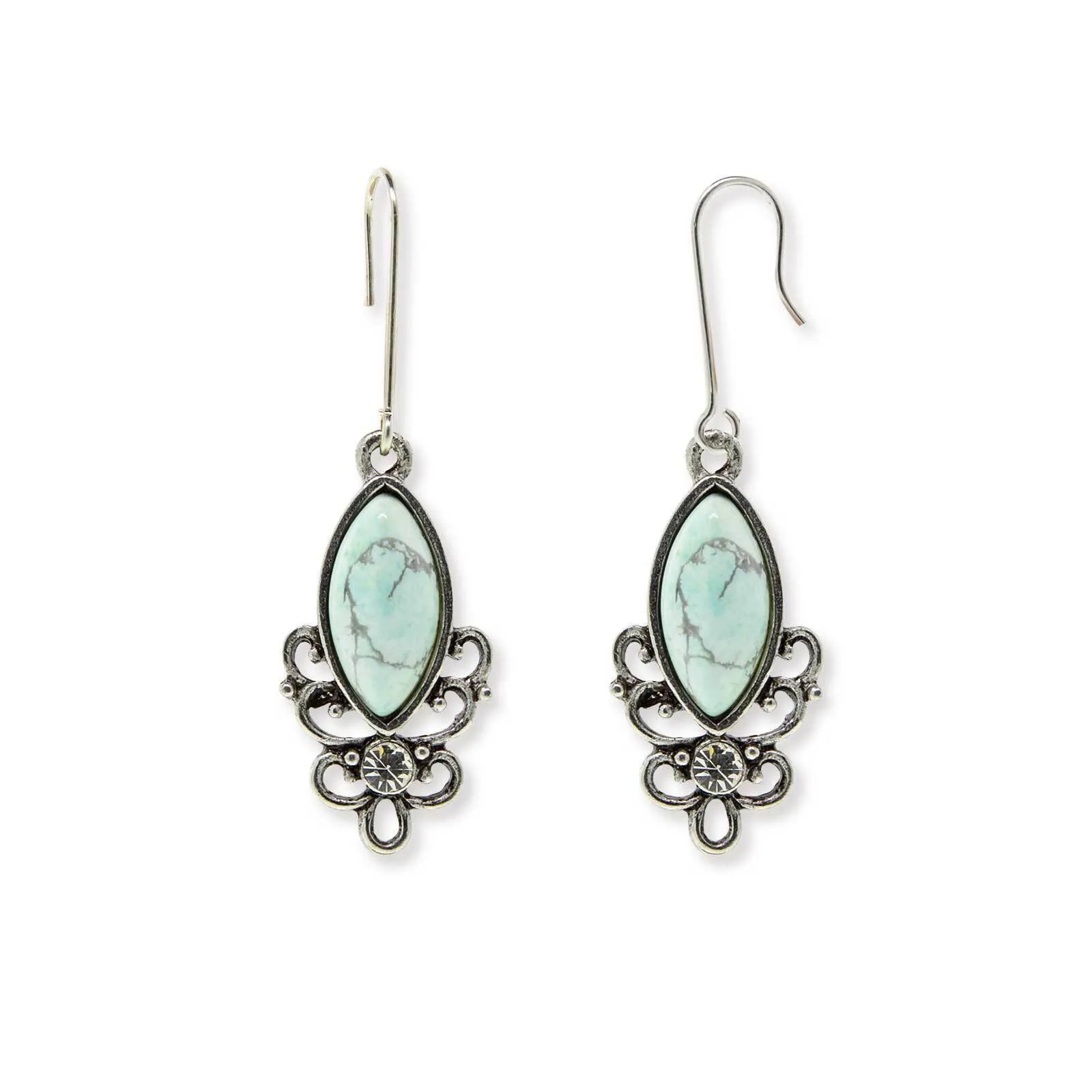 1928 Jewelry Classic Filigree Navette Gemstone Earrings 1928 Jewelry