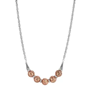 1928 Jewelry Classic Rose Filigree Bead Drop Necklace 16"   3" Extender 1928 Jewelry