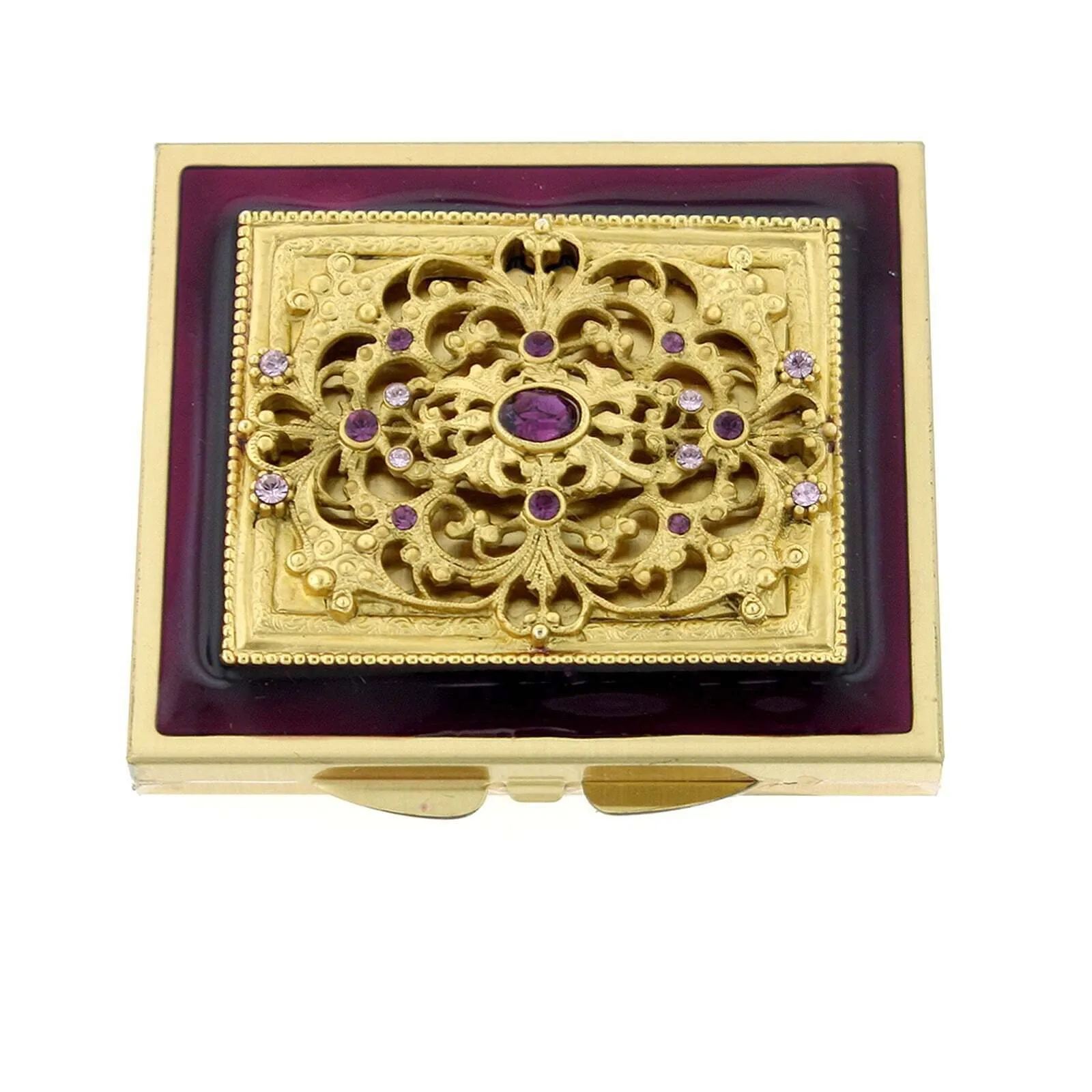 1928 Jewelry Classico In Filigrana Amethyst Crystal Square Compact Mirror 1928 Jewelry