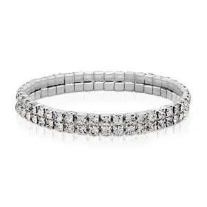 1928 Jewelry Clear Crystal 2-Row Rhinestone Stretch Bracelet 1928 Jewelry