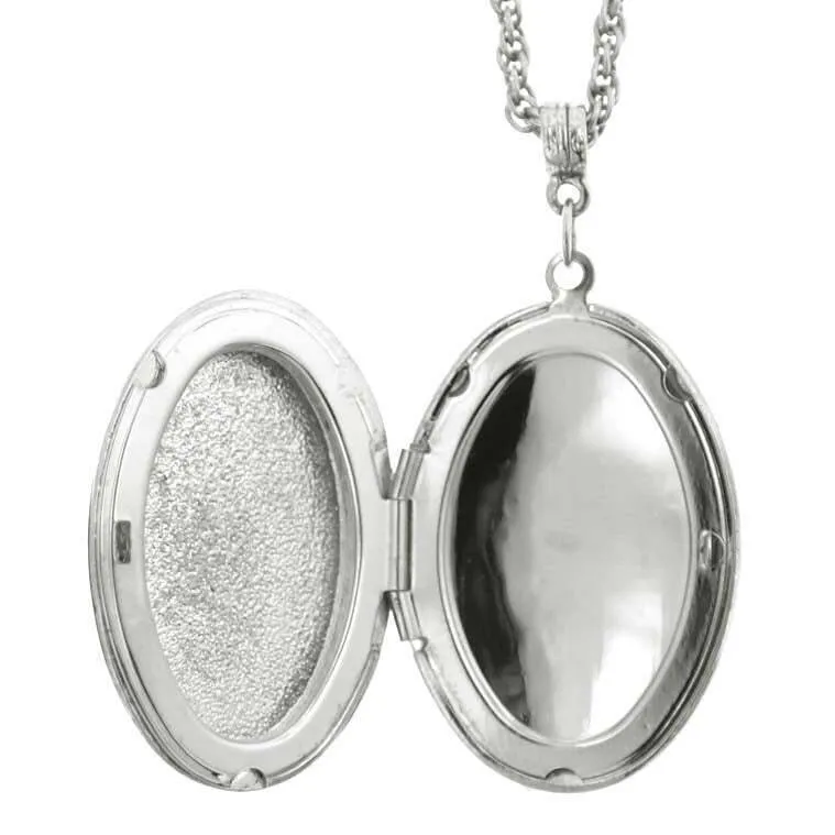 1928 Jewelry Crown & Cross Charm Oval Locket Pendant Necklace 34" 1928 Jewelry