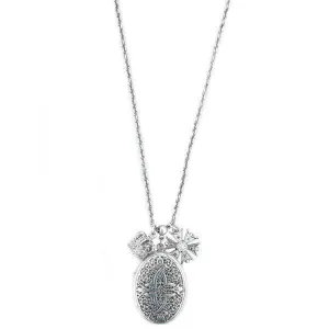 1928 Jewelry Crown & Cross Charm Oval Locket Pendant Necklace 34" 1928 Jewelry