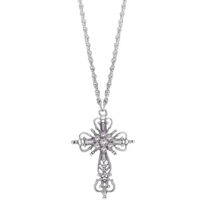 1928 Jewelry Crystal Cross Pendant Necklace 30" 1928 Jewelry