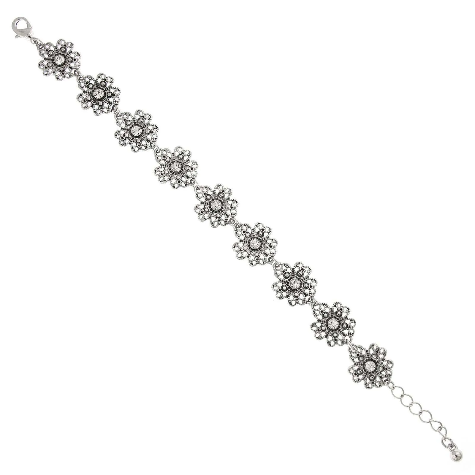 1928 Jewelry Crystal Flower Link Bracelet 1928 Jewelry