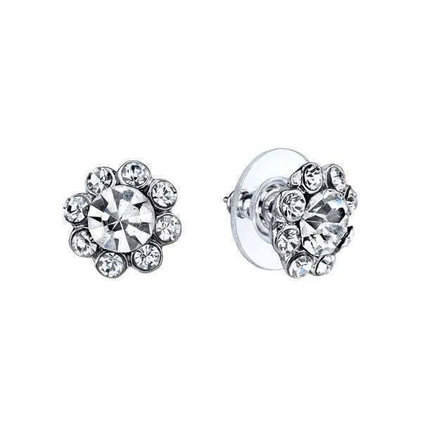 1928 Jewelry Crystal Flower Stud Earrings 1928 Jewelry