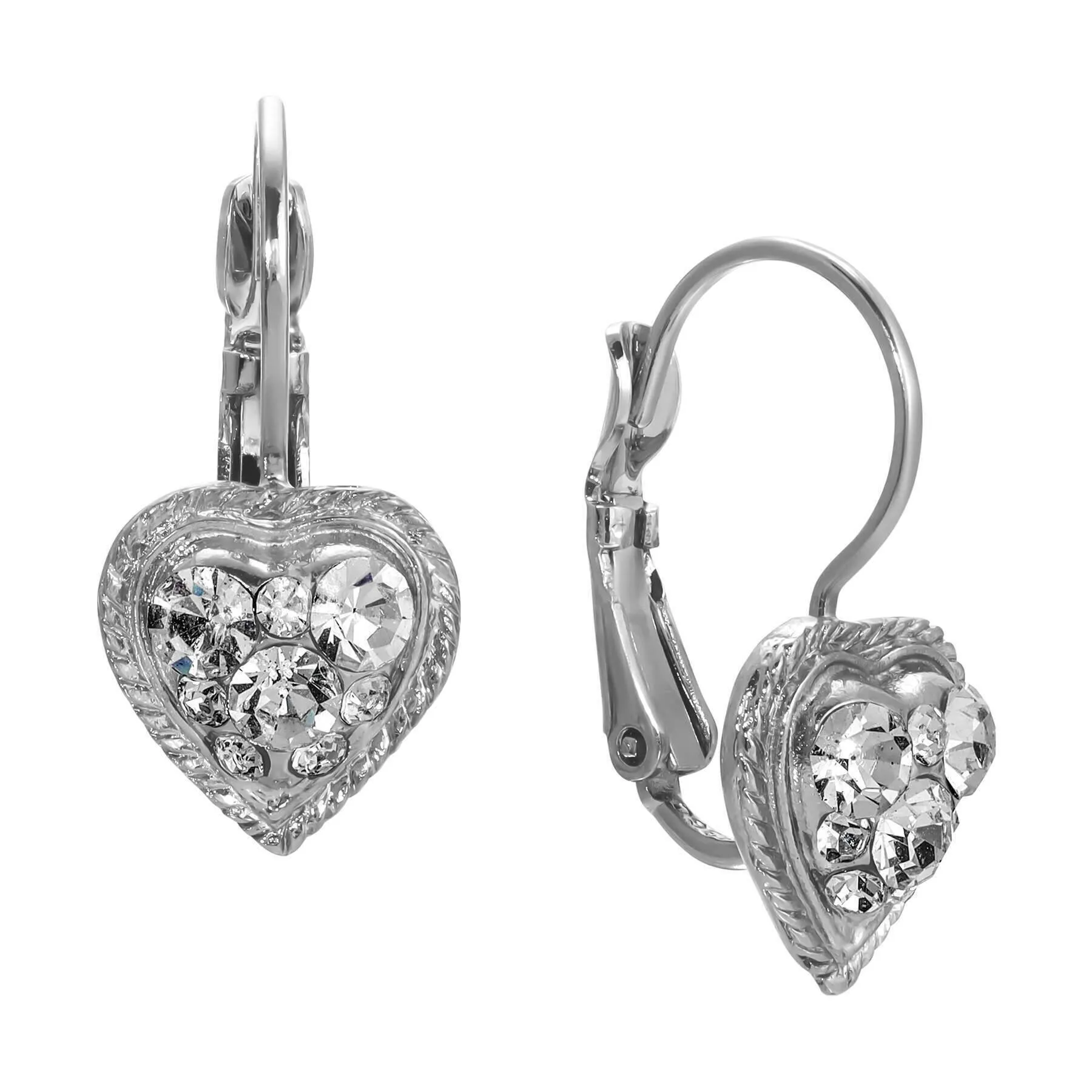1928 Jewelry Crystal Heart Drop Earrings 1928 Jewelry