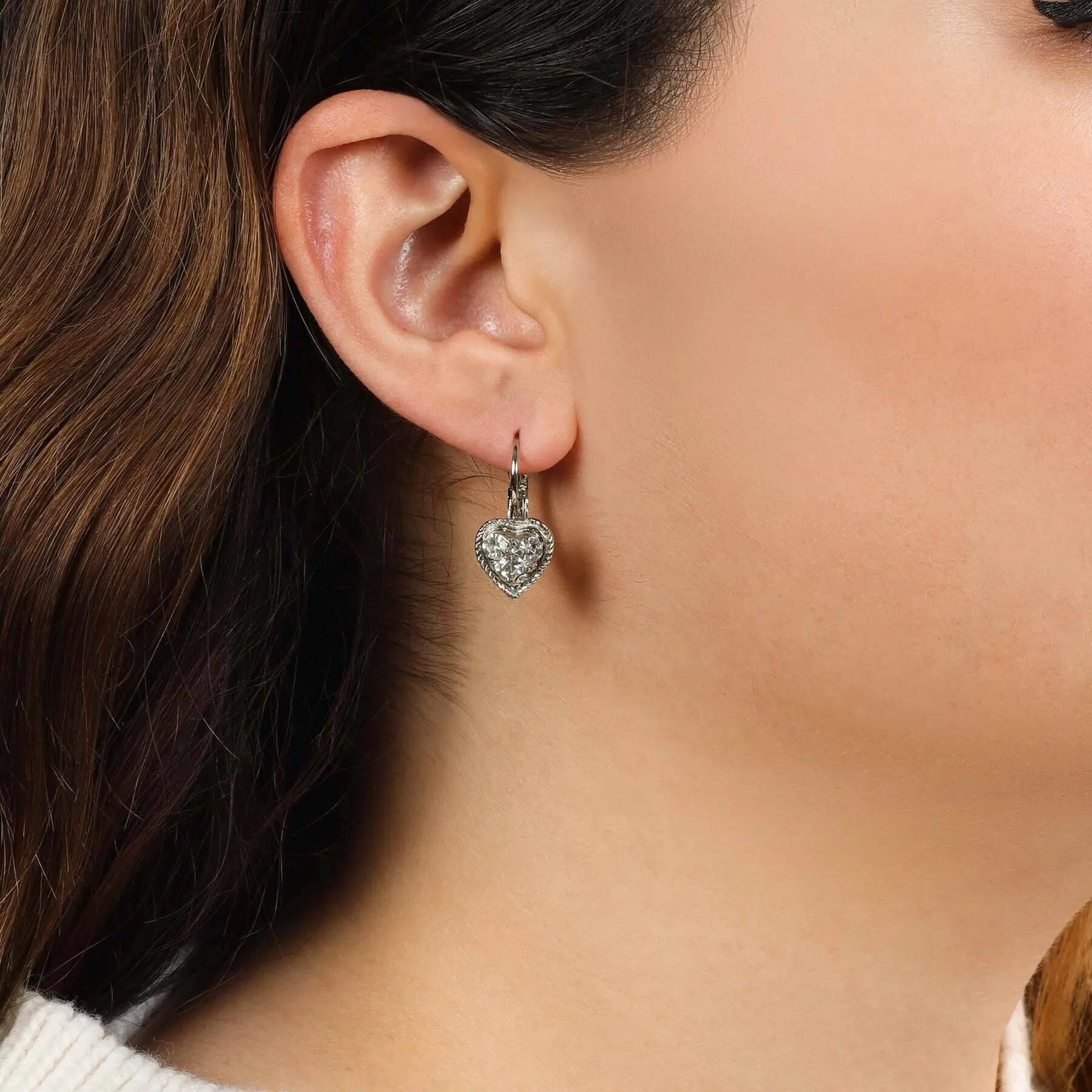 1928 Jewelry Crystal Heart Drop Earrings 1928 Jewelry