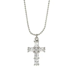 1928 Jewelry Cubic Zirconia Cross Pendant Necklace 18" 1928 Jewelry