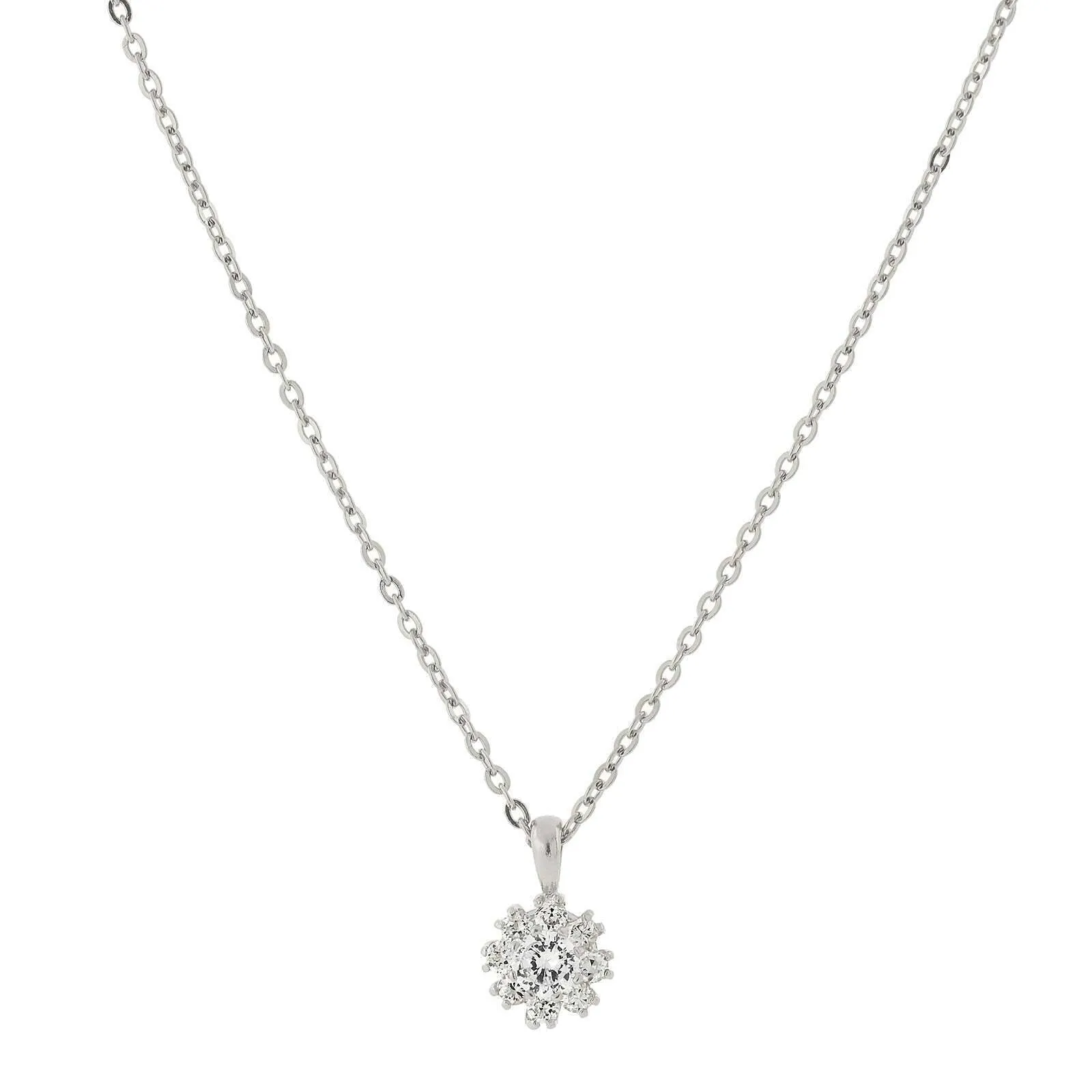1928 Jewelry Cubic Zirconia Flower Setting Pendant Necklace 16"   3" Extender 1928 Jewelry