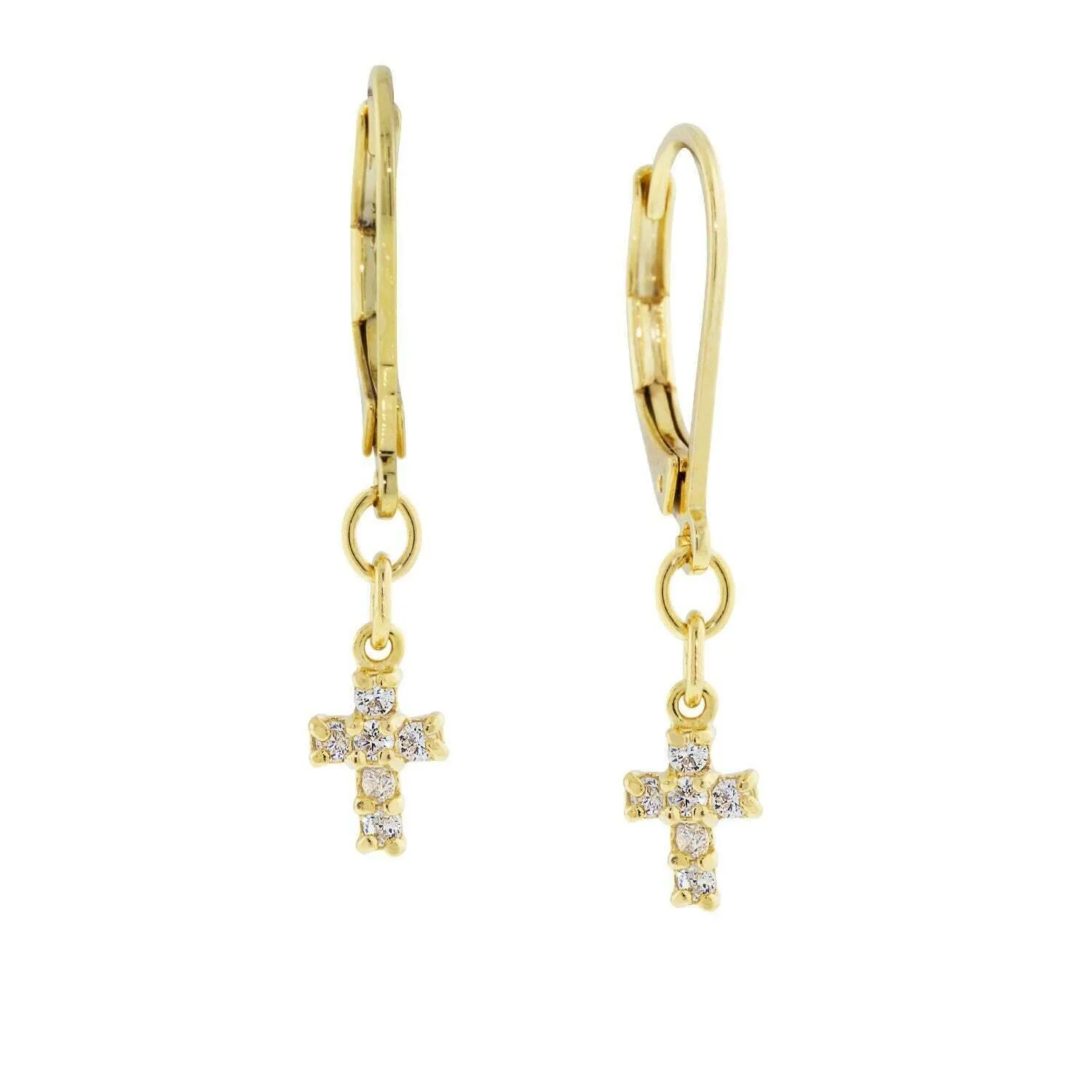 1928 Jewelry Cubic Zirconia Petite Cross Drop Earrings 1928 Jewelry