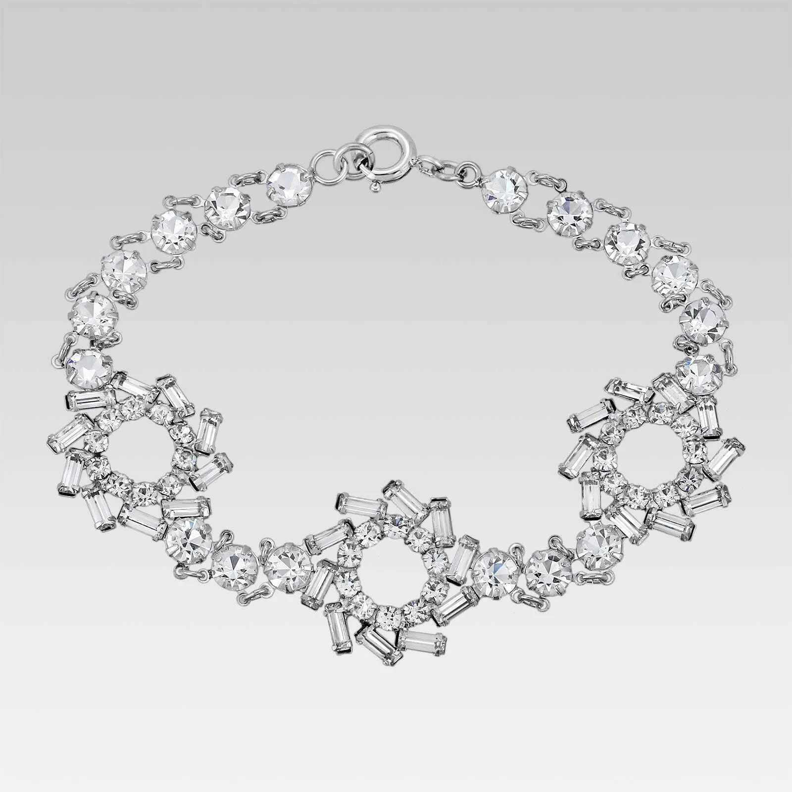 1928 Jewelry Cyclone Austrian Crystal Link Bracelet 7.5"L 1928 Jewelry